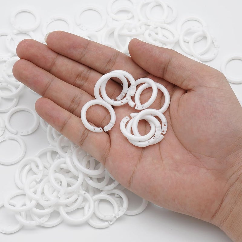 Semrien 120 Pcs 1/2 Inch Plastic Binder Rings, Loose Leaf Binder Book Rings, Black Index Card Rings Binder Clip Rings for Flash Cards, Key Rings, Index Cards, Paper (15mm, White) - Image 5